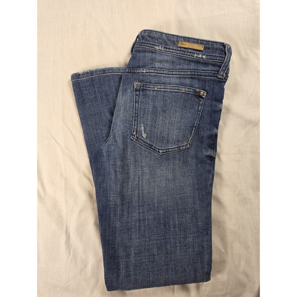 Pilcro Jeans Womens 26 Blue Med Wash Hyphen Slim Straight Patchwork Distressed